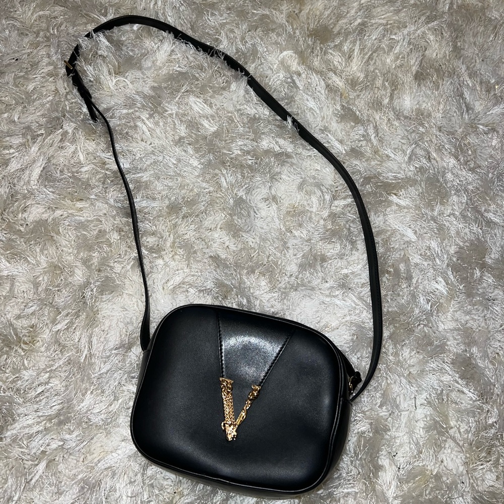 Versace Virtus Camera Bag Leather in black